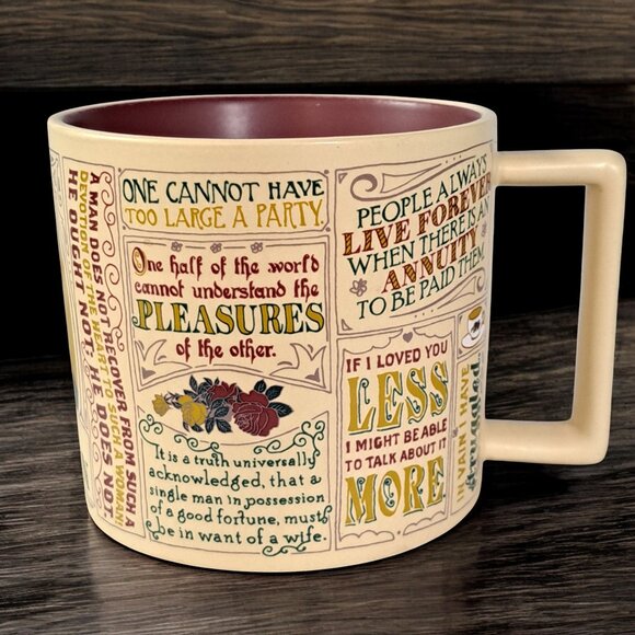 Jane Austen Coffee Mug Literary Book Quotes Unemployed Philosophers Guild 2015 - Picture 3 of 7